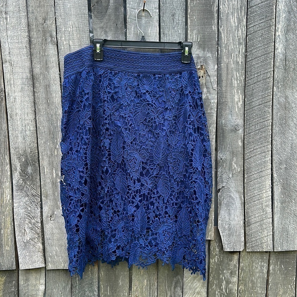 SIMPLY Emma Blue Lace Lined Skirt size 1X